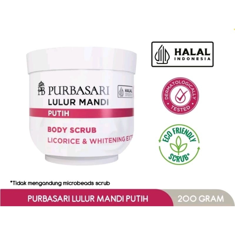 Purbasari Lulur Mandi 125g|235g Bengkoang | Green Tea | Mutiara |Susu | Brightening | Vitamin E