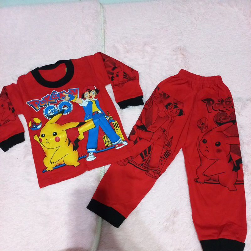setelan piyama anak tema pokemon