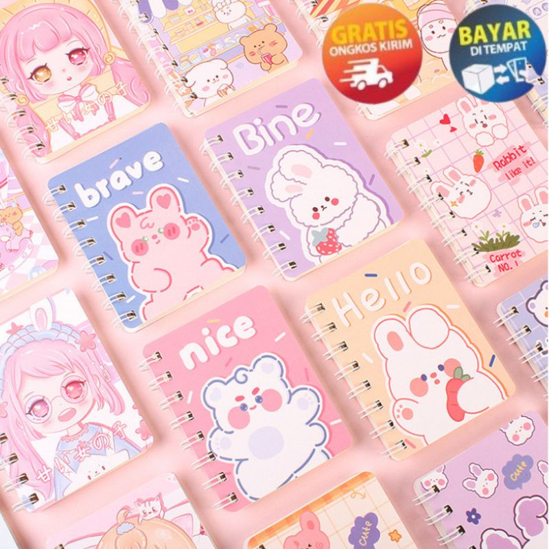 MIKADO - KP115 BUKU TULIS MINI A7 MOTIF KARTUN NOTEBOOKRING A7 MINI CARTOON MINI BOOK NOTEPAD KARAKTER BUKU TULIS RING MEMO KECIL MURAH IMPORT