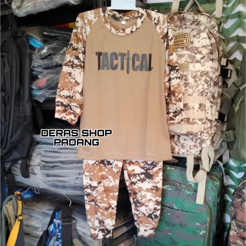 Baju Setelan Anak Kaos Tactical loreng Gurun Navy