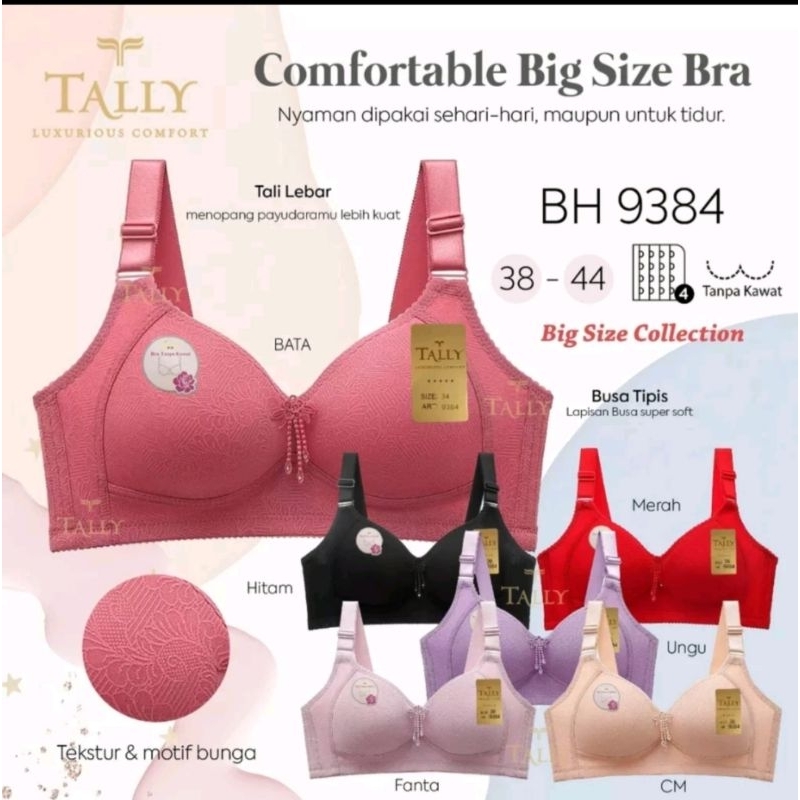 Bra | Bh Tally Jumbo Tanpa Kawat | Busa Tipis | Tally Bh 9384