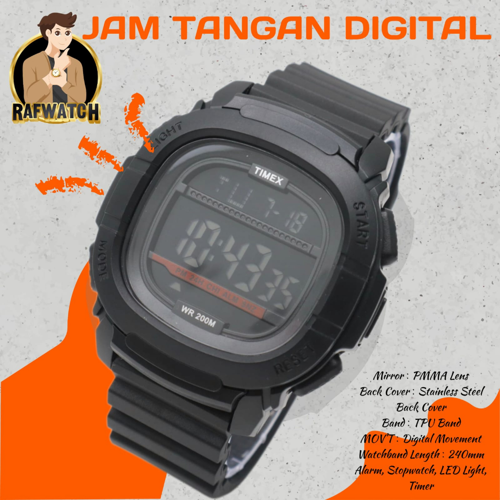 Jam Tangan Digital Original Pria Standart Militer Waterproof Anti Air 30 Meter