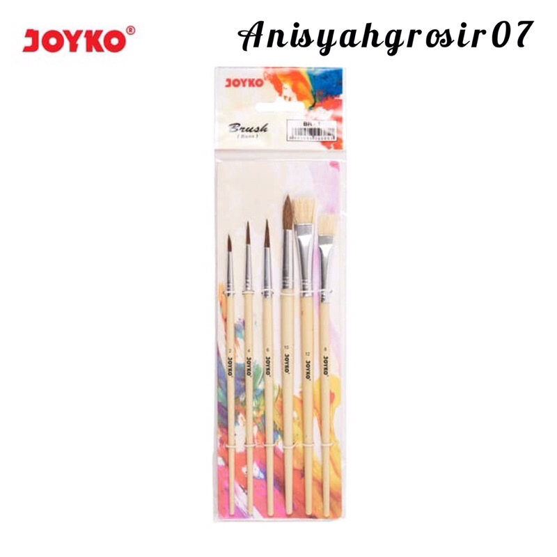 

Brush kuas lukis gambar BR 1 BR-1 Joyko Kuas acrylic cat air 1set 6pcs