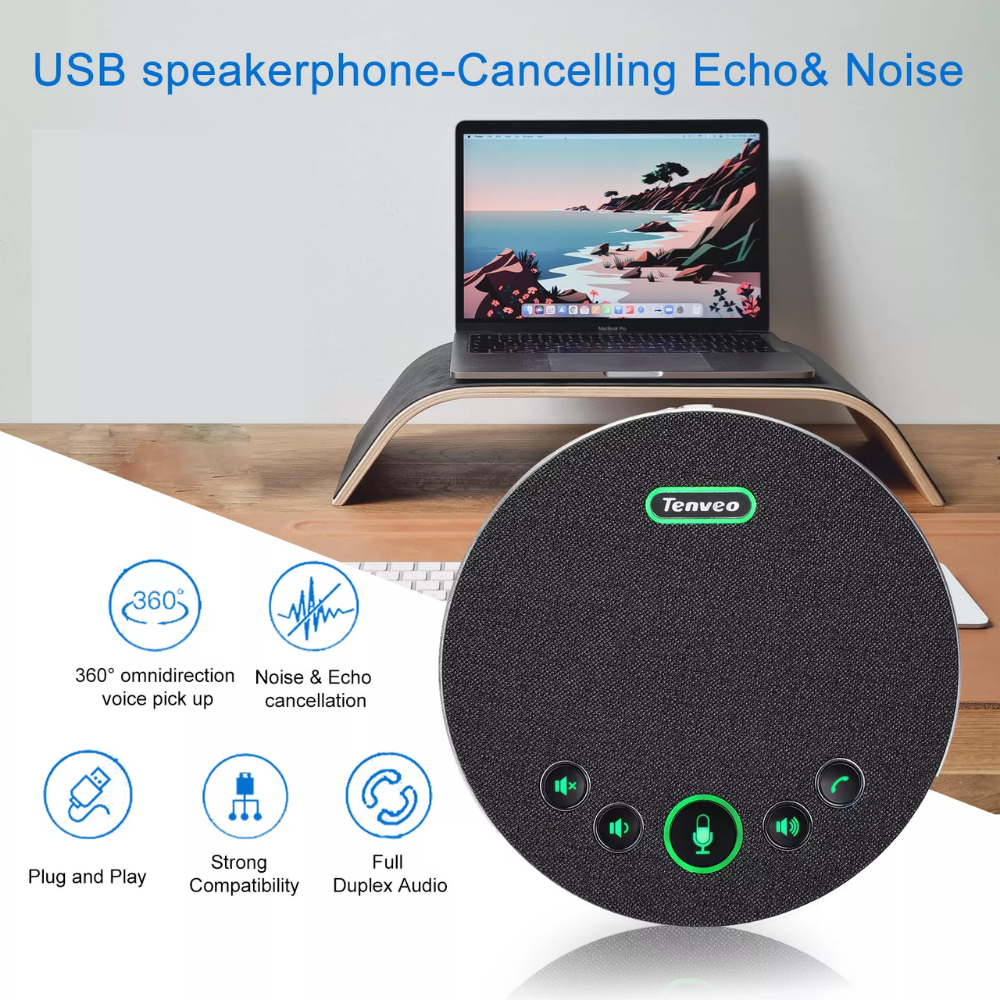 TENVEO Pro USB Speakerphone / Group Meeting Conference Mic + Bluetooth Speaker M3 / M3B