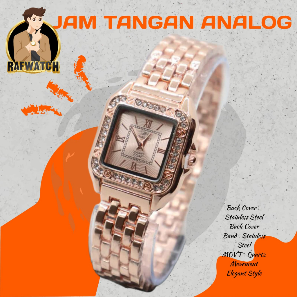 Jam Tangan Wanita Rantai Fashion Mewah RTA2 Stainless Permata Import