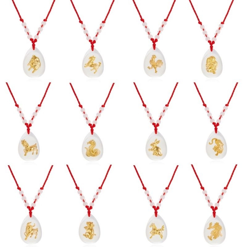 FerenHongXia Kalung Shio Dengan Liontin Kristal 12 Zodiak