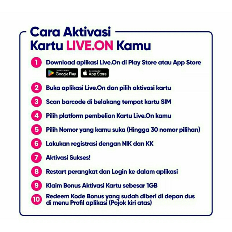 Kartu perdana XL live.on 22GB(16+5+1)/30 hari full 24jam