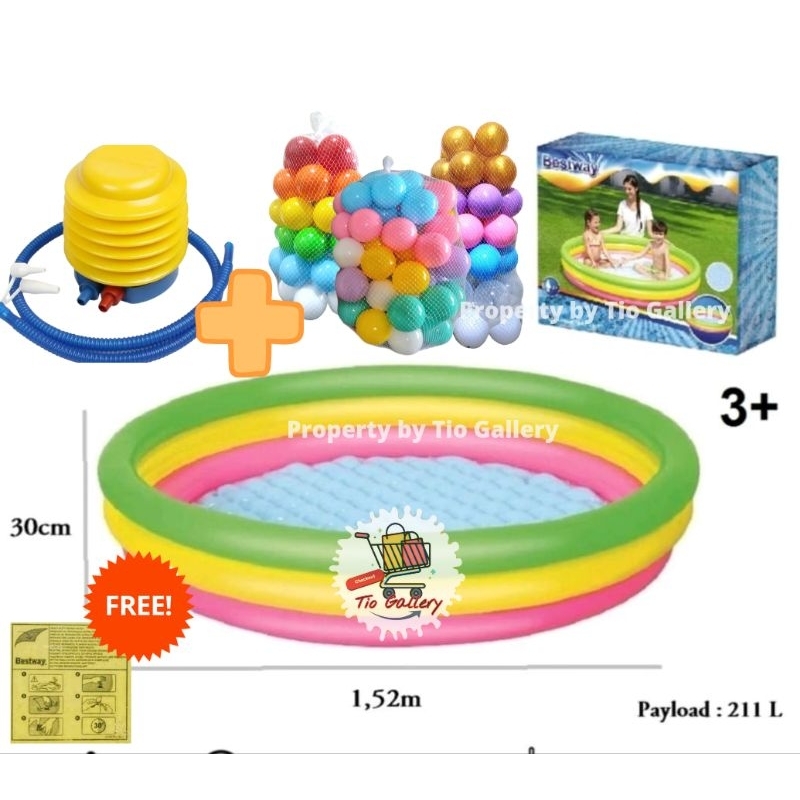 Kolam Renang Anak Bestway 51103 ukuran 152 x 30cm Paket Mandi Bola Free Lem