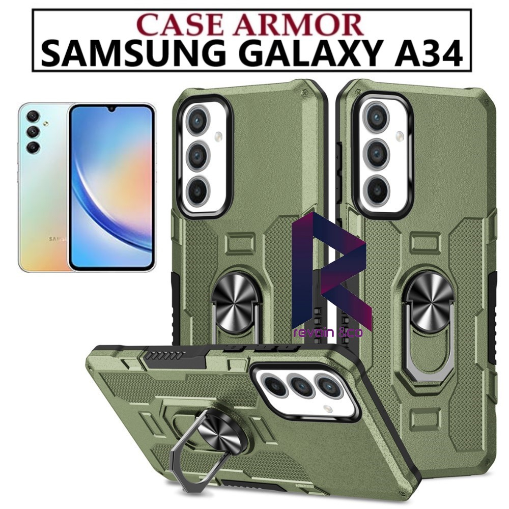 Case Armor SAMSUNG GALAXY A34 Iring Cincin Magnetic Kesing Hp Protect kamera Premium Hard Case Standing Robot Pelindung Kamera