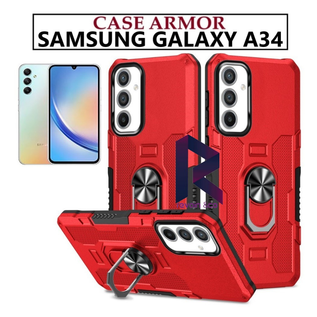 Case Armor SAMSUNG GALAXY A34 Iring Cincin Magnetic Kesing Hp Protect kamera Premium Hard Case Standing Robot Pelindung Kamera