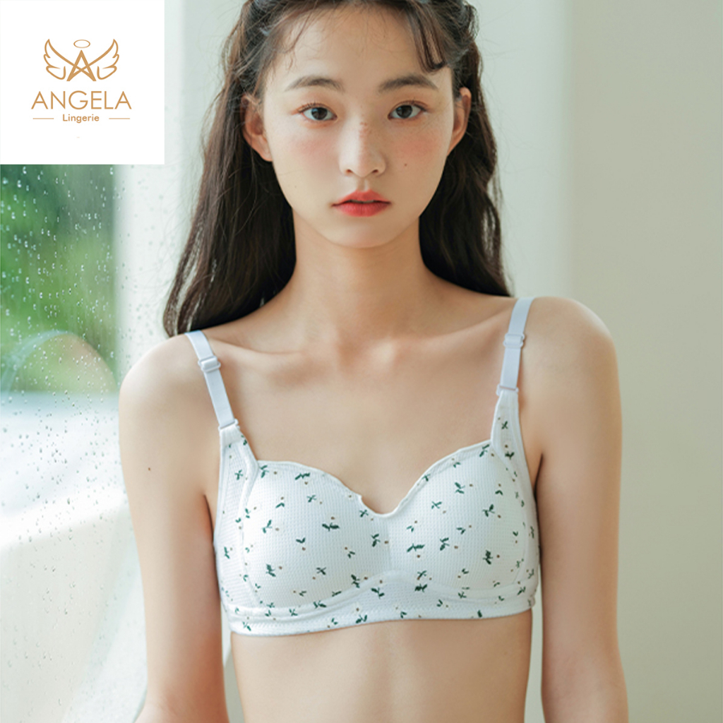ANGELA PREMIUM JAPAN Bra BH Katun Set Tanpa Kawat Celana Dalam Wanita Bikini Sport Beha Lingerie Korea Fashion Bralette Remaja Perempuan Sexy Pakaian Dalam COD Renang Motif Cewek Pita Bunga Murah Tiara Tali Jumbo