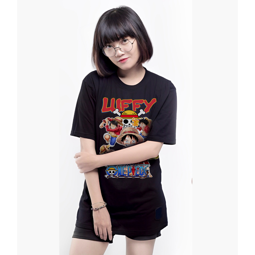 Kaos luffy anime lengan pendek wanita dan pria kualitas distro premium distro bahan combed 30s tebal