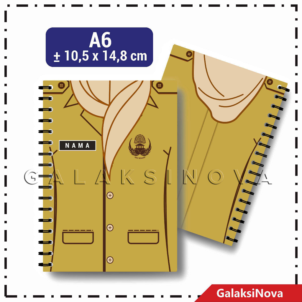 

Notebook Custom SERAGAM PNS Kertas HVS / Hardcover / Bergaris Polos / A6