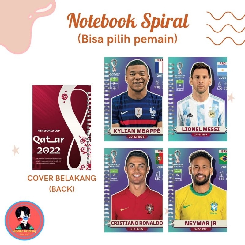 

Notebook Spiral Pemain Bola Fifa World Cup - Bisa Request Pemain