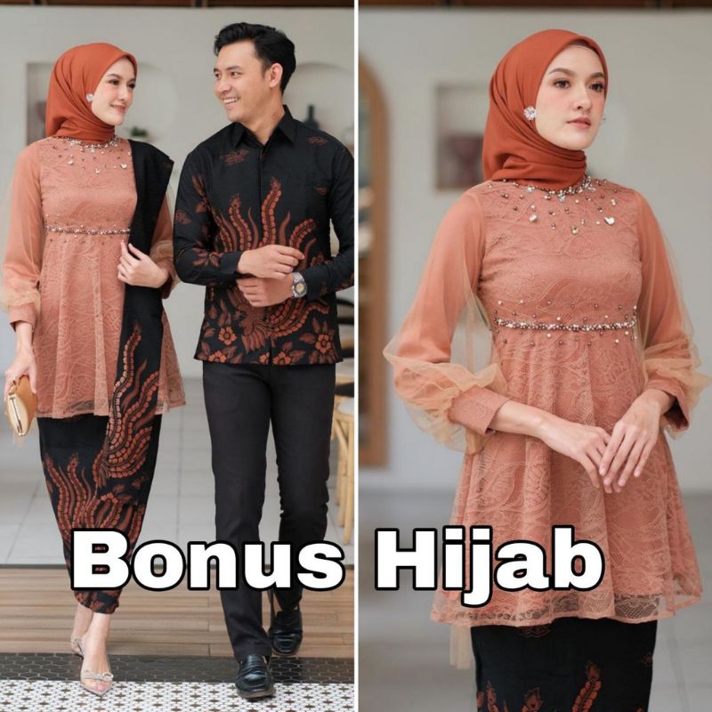 Baju couple pasangan/baju batik couple/kebaya lamaran couple/baju tunangan