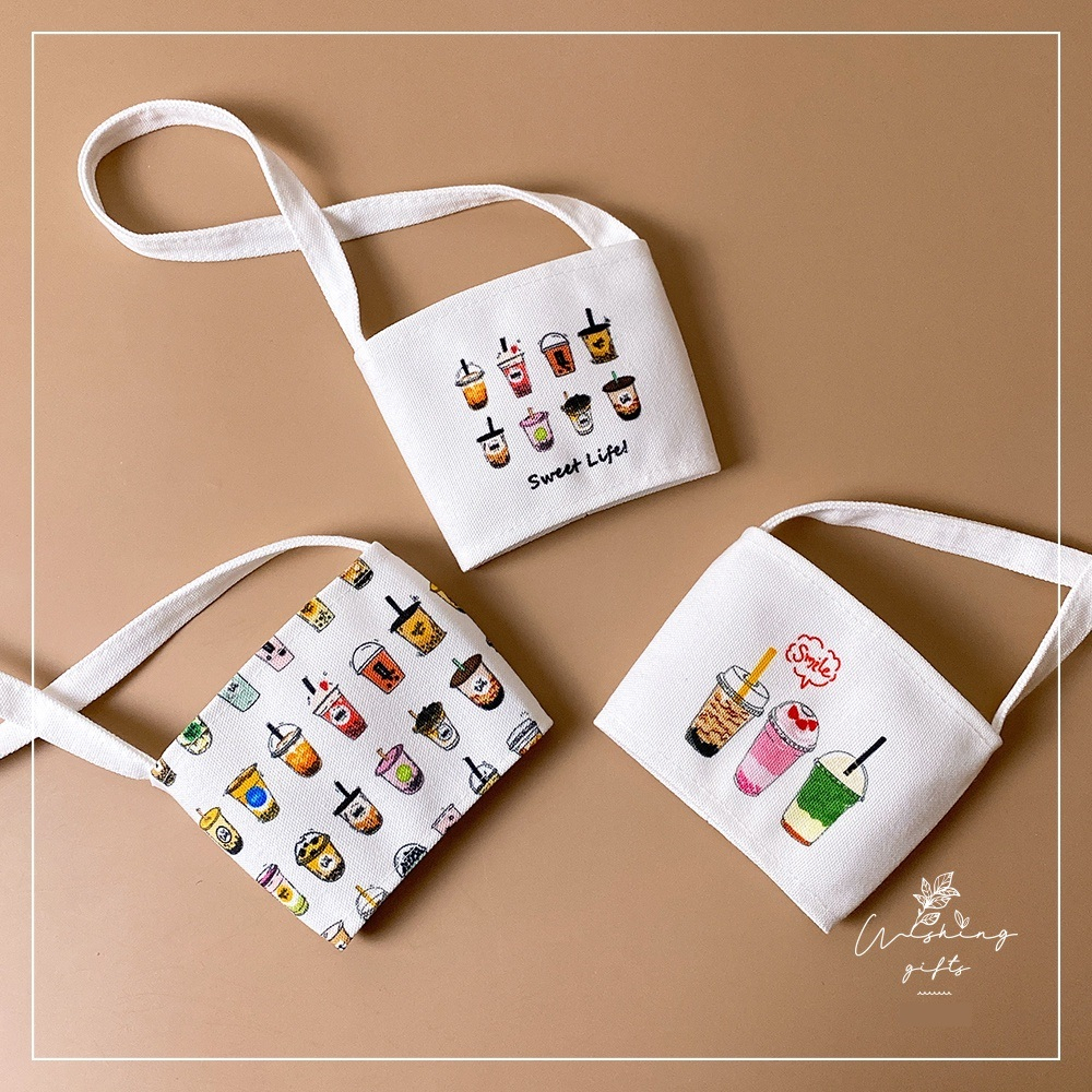 Souvenir Taiwan Cup Holder Bag Cup Sleeve Cup Holder Tas Boba Tas Gelas Tas Kanvas Minuman Tas Kanva