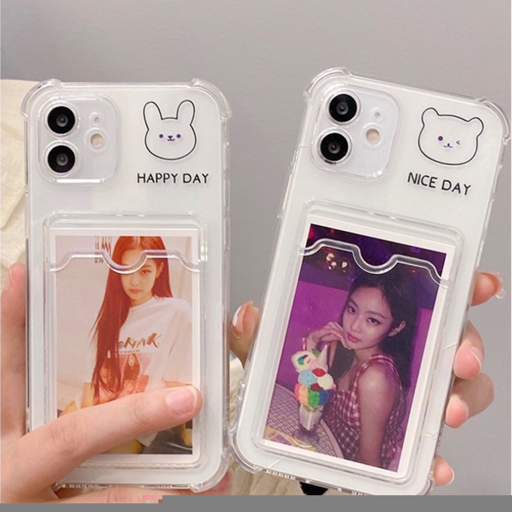 PRINTING CLEAR CARD CASE for reno oppo a17 a17k a1k vivo y02 redmi a1 2022 infinix hot 20i