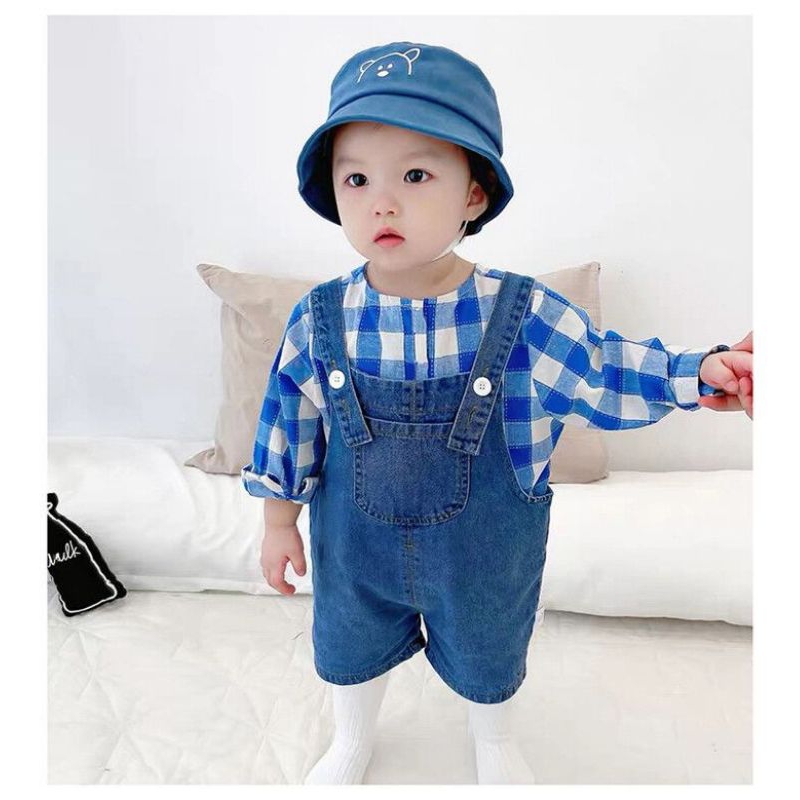 BABY K2 - jumper kodok + baju kotak biru kode 00330