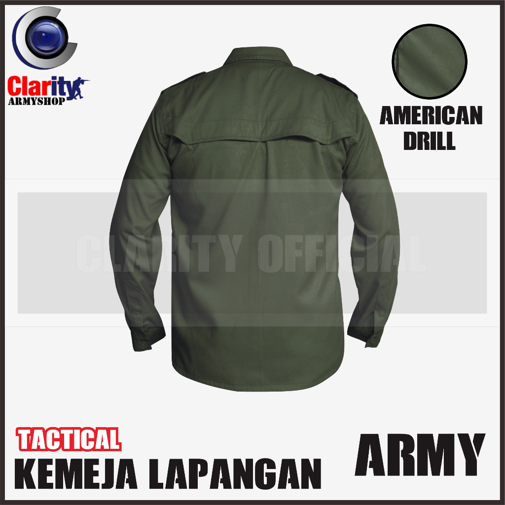 CLARITY Kemeja PDH PDL Lapangan Drill Lengan Panjang Baju Kerja Tactical