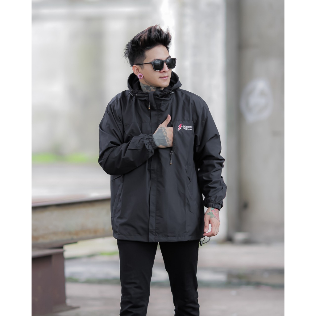 JAKET PARKA SIMPLE HITAM 02 - JAKET PARKA OUTDOOR - JAKET GUNUNG SIMPLE - JAKET PARKA PARASUT - JAKET MOTOR - JAKET HIKING