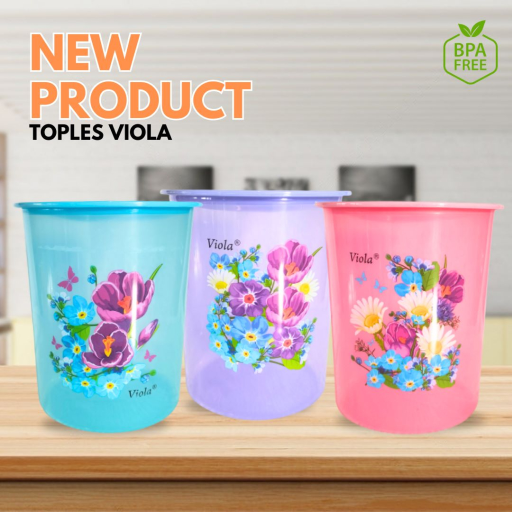 (DL) Harga 1Pcs Toples Viola Plastik Gambar Bunga Serbaguna