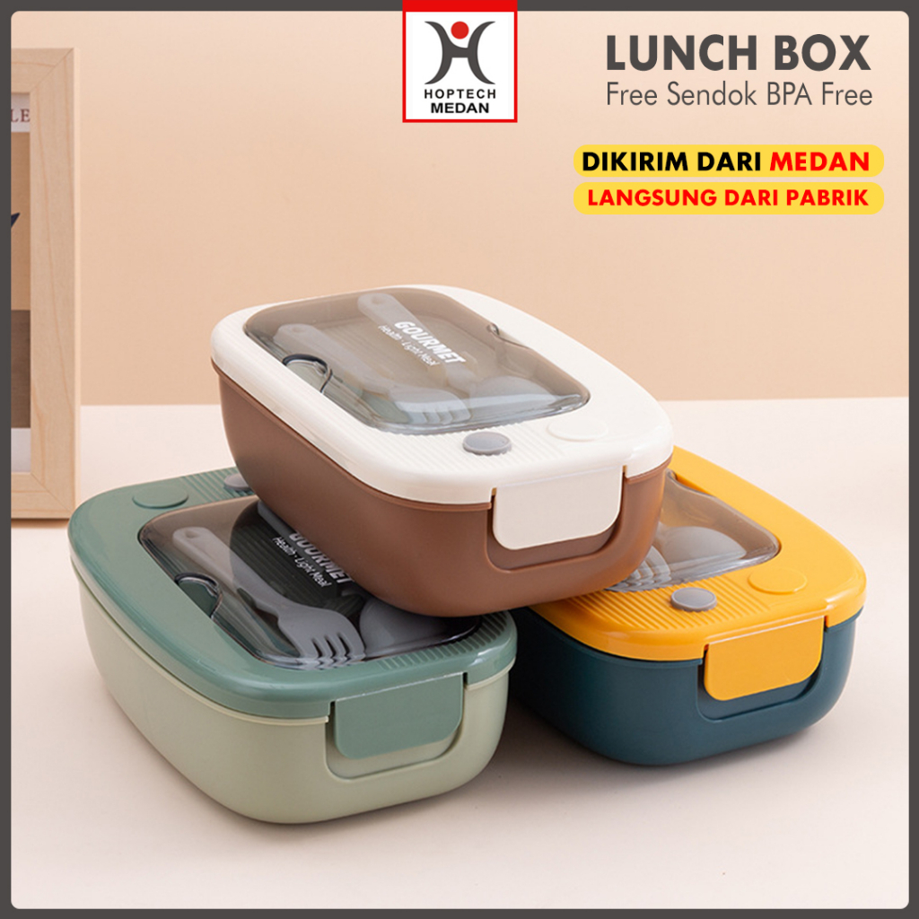 Lunch Box Kotak Bekal Bento Box Kotak Bekal Tempat Bekal Kotak Makan Free Sendok BPA Free