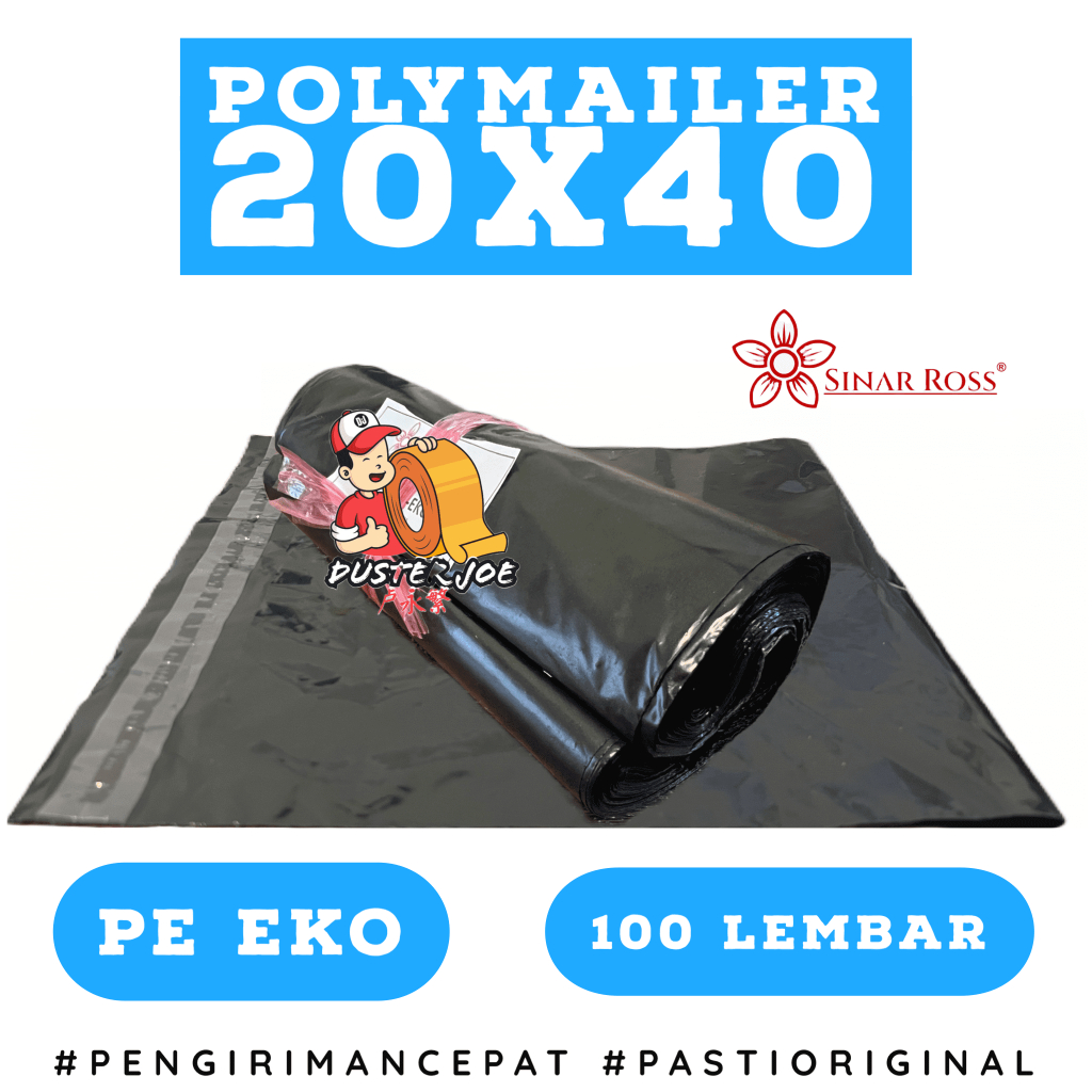 

Plastik Polymailer 20x40 Sinar Ross EKO Hitam PE Per 1 ikat
