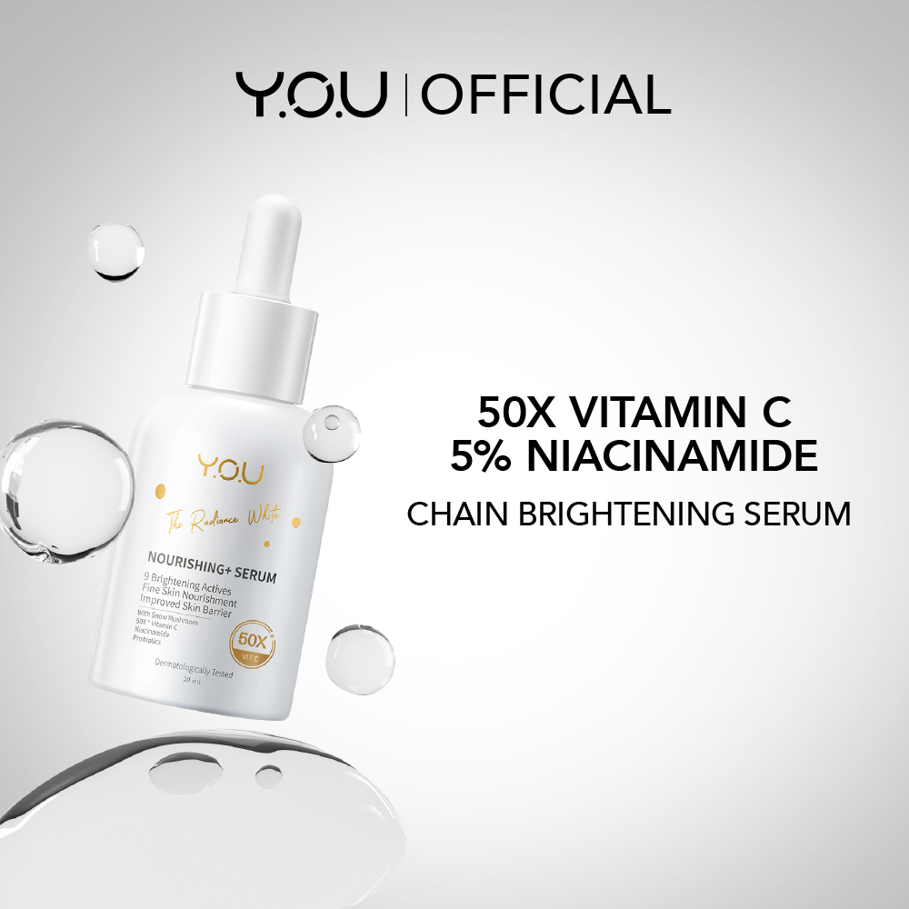 YOU The Radiance White Nourishing+ serum 5% Niacinamide dan Vitamin C Serum Brightening Mencerahkan Wajah