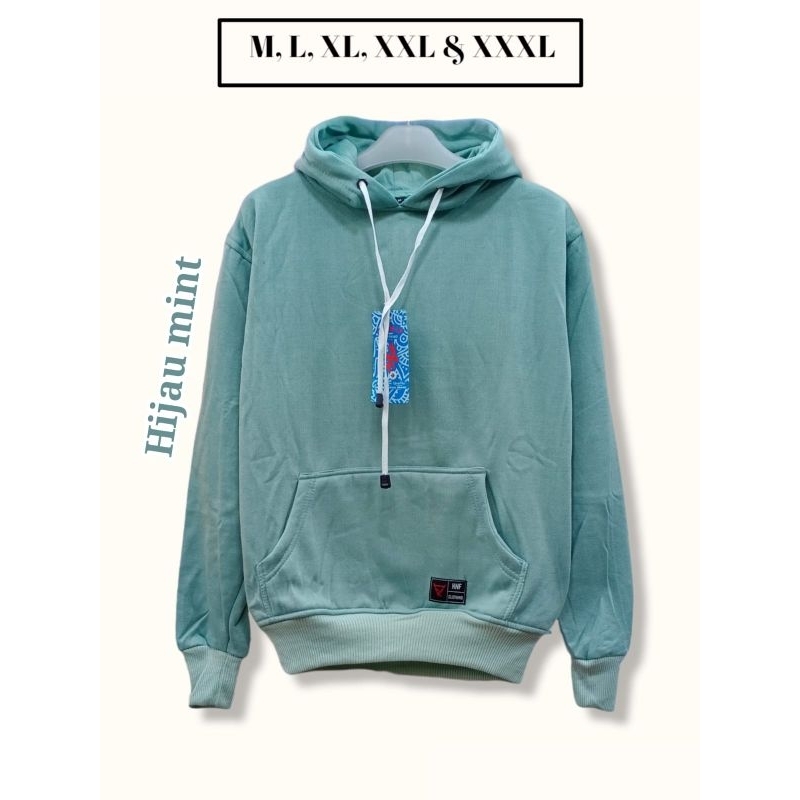 Jaket Hoodie Polos Pria & Wanita Warna Hijau Mint