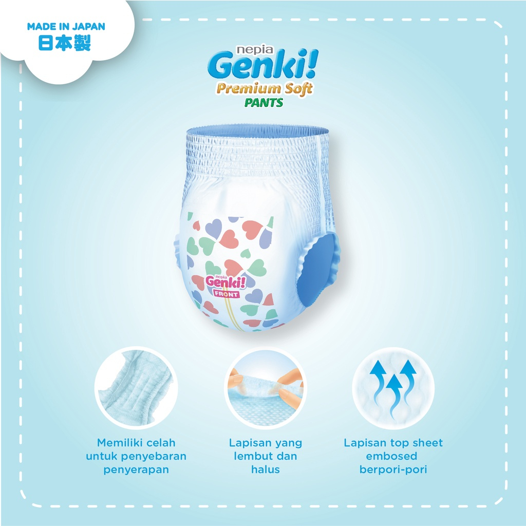 NEPIA GENKI M58 L44 XL38 XXL26 Premium Soft Pants Jumbo Pack | Popok Premium Tipe Celana