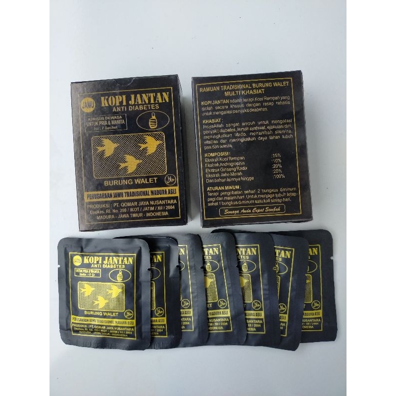 

kopi jantan Madura anti diabetes isi 7 sachet