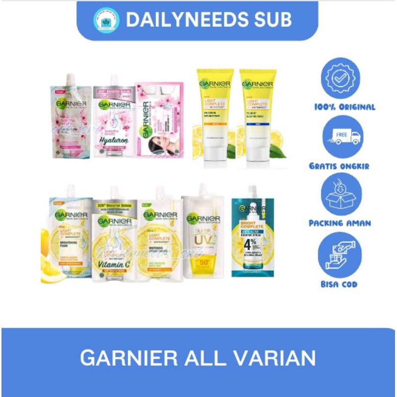 GARNIER FOAM FACEWASH SERUM CREAM SUNSCREEN LIGHT ANTI ACNE COMPLETE SAKURA GLOW SACHET