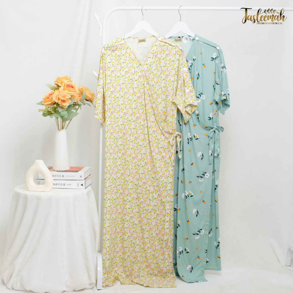 [BAJU INFUS &amp; MELAHIRKAN ] Kimono Dress Rayon Premium/ Cey Airflow Crinkle Lengan Pendek | Baju Hamil Menyusui | Baju Melahirkan | Baju Pasien | Katun Rayon Premium