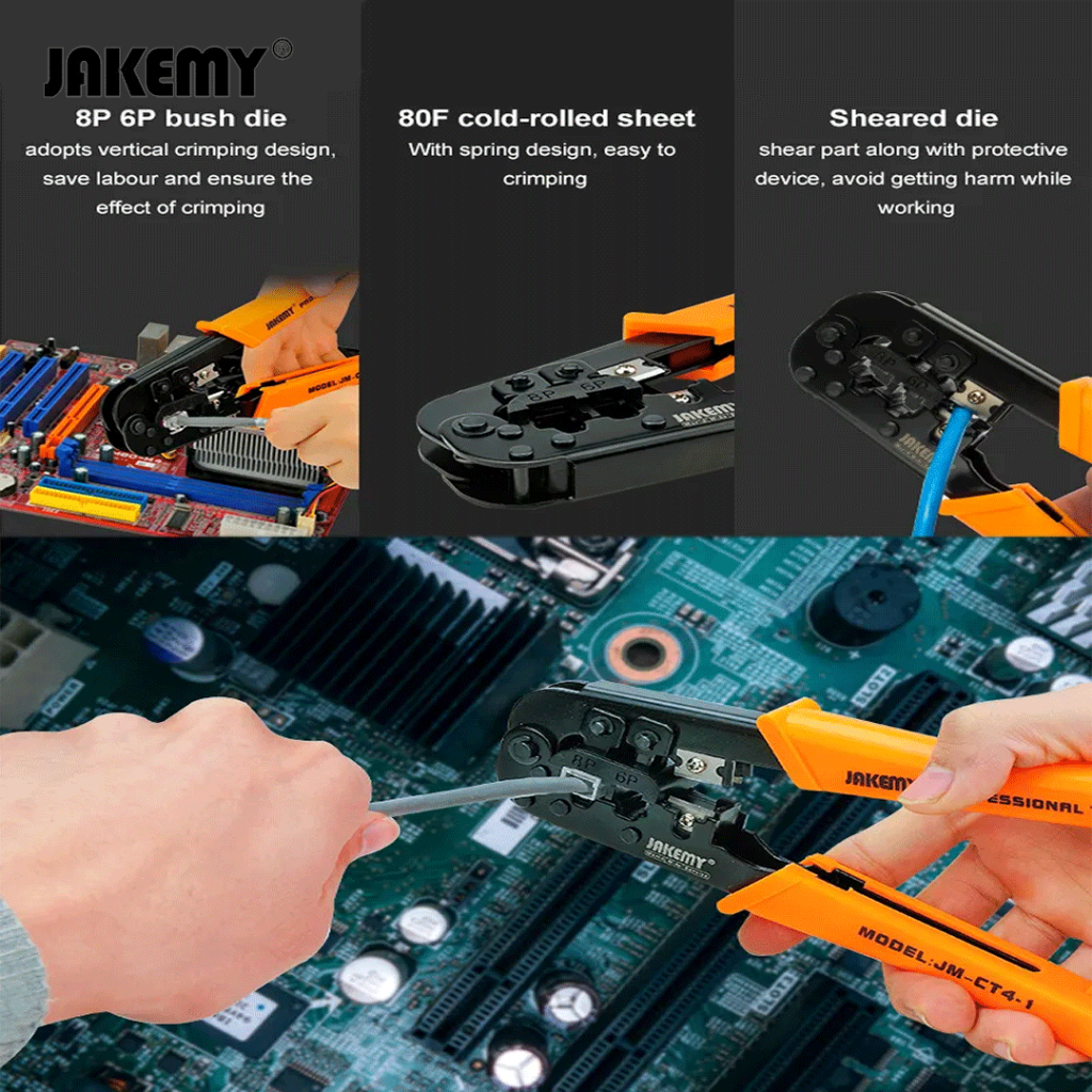 Jakemy Tang Crimping Tool LAN Network Cable 6P / 8P - JM-CT4-1 Original