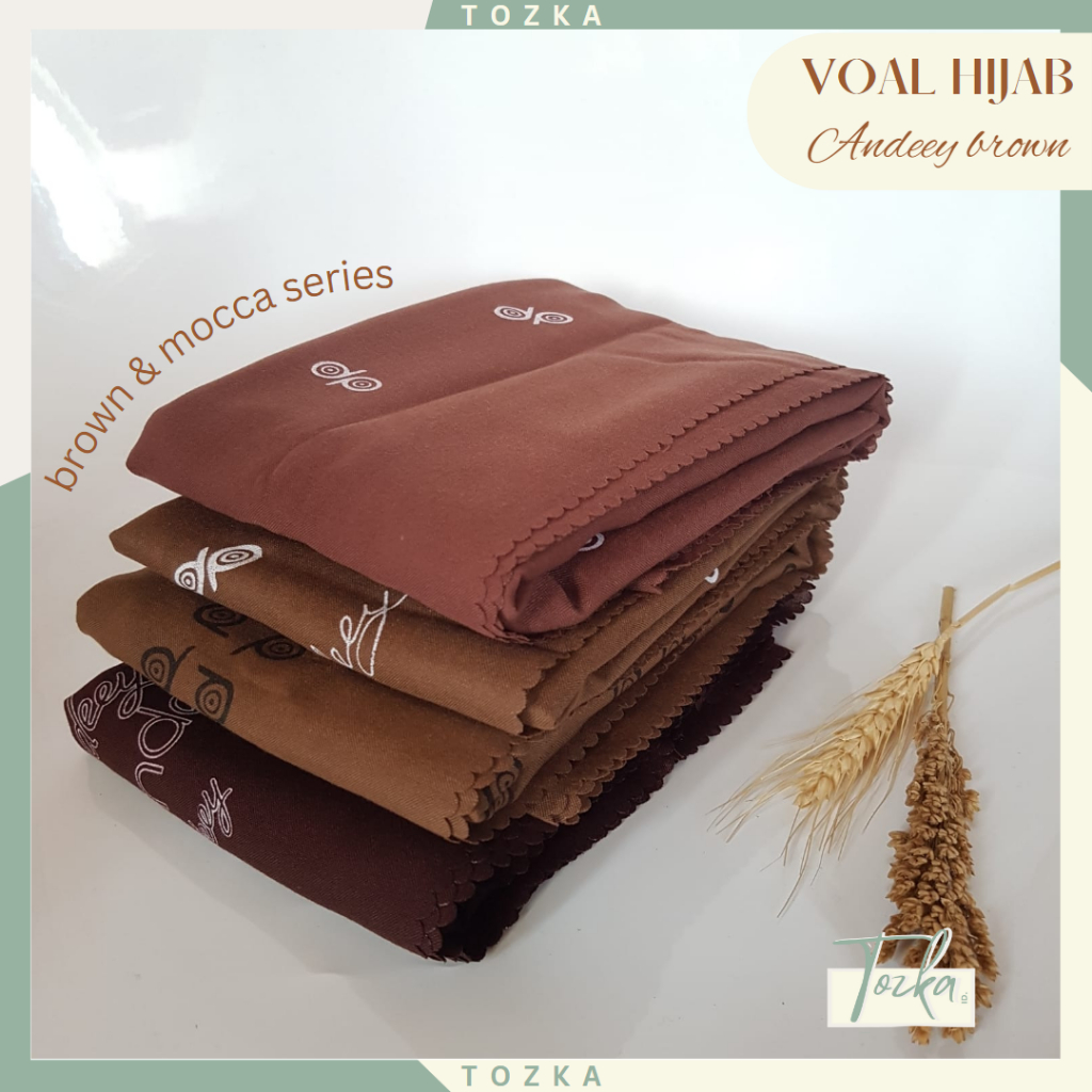 Hijab segiempat voal I Denai brown series