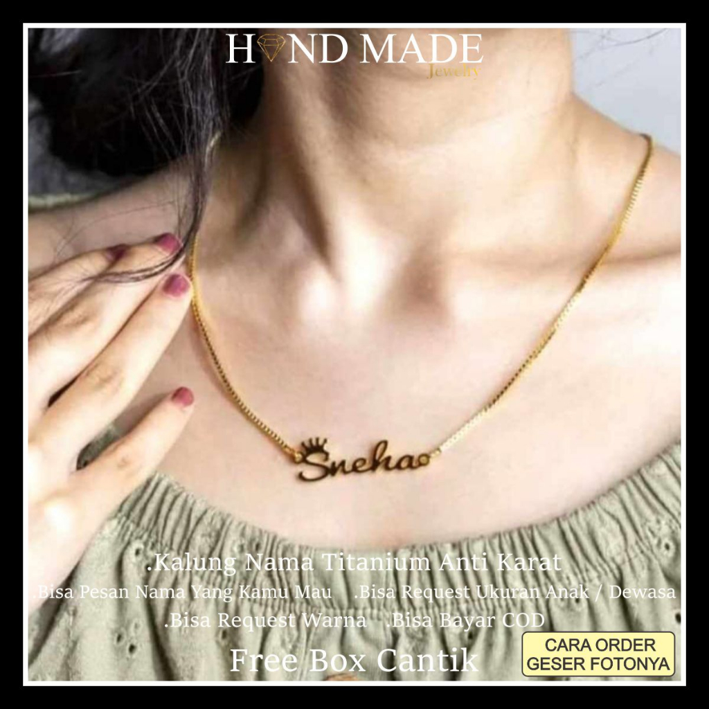 kalung nama titanium anti karat anak dewasa kalungnama aksesoris wanita necklace titanium aksesoris fashion