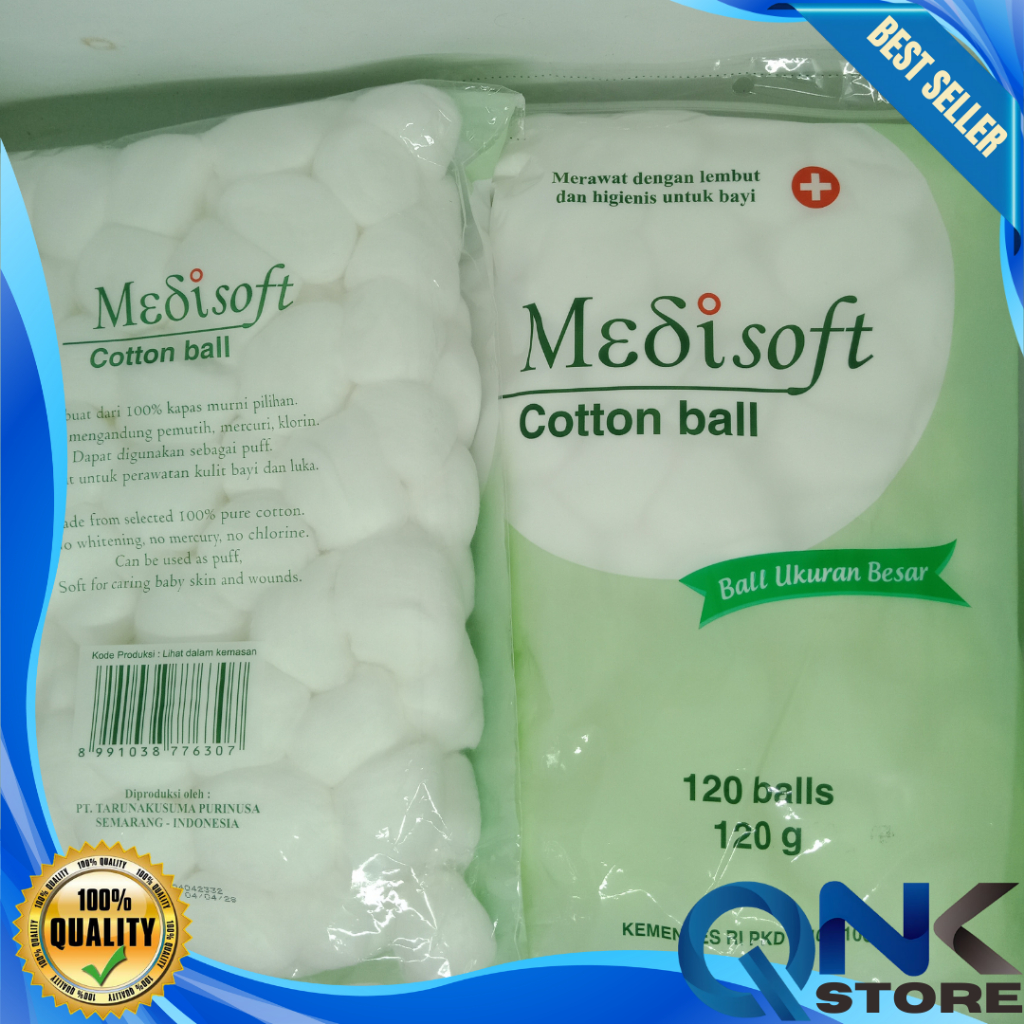 Medisoft Cotton Ball 120 Balls 75g 120g Bola Kapas Bayi