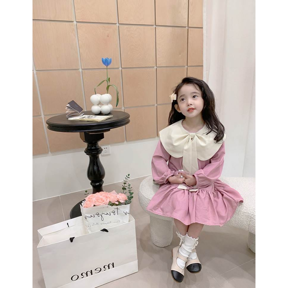 Dress Anak Perempuan Feminine Big Ribbon Pink