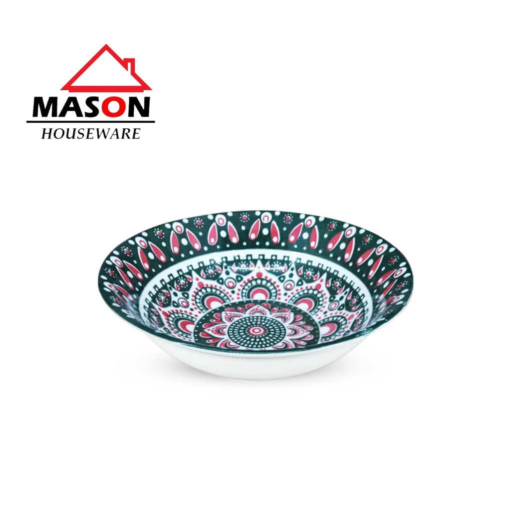 MANGKOK KERAMIK / MANGKOK SUP SERBAGUNA MOTIF MANDALA HIJAU 7"