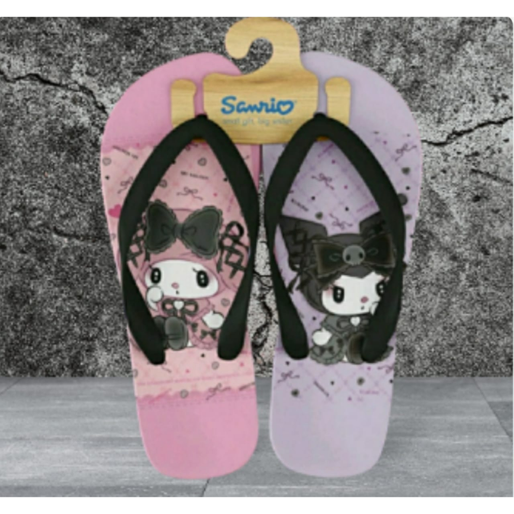 Sandal jepit wanita karakter KUROMI Two color