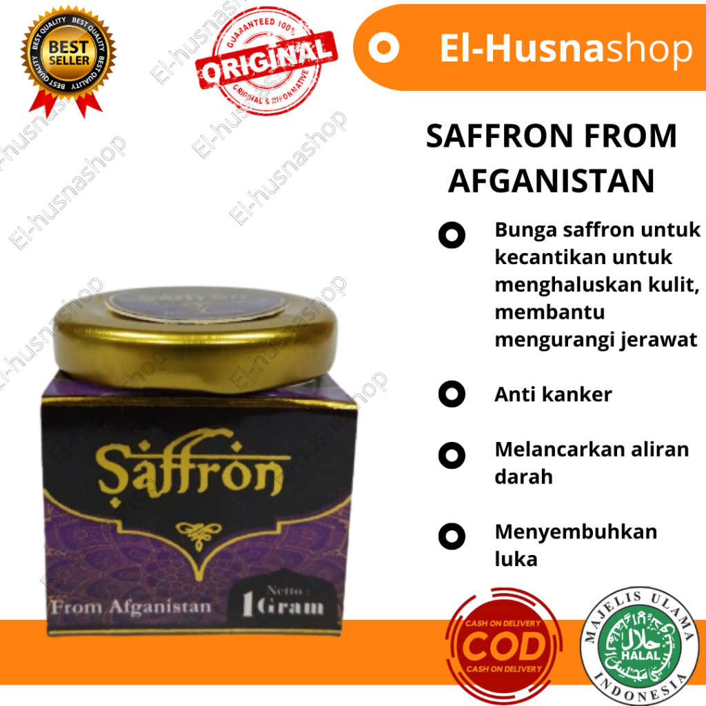 

Saffron From Afganistan 1 Gram Asli Super Negin Kualitas Premium Teh Herbal