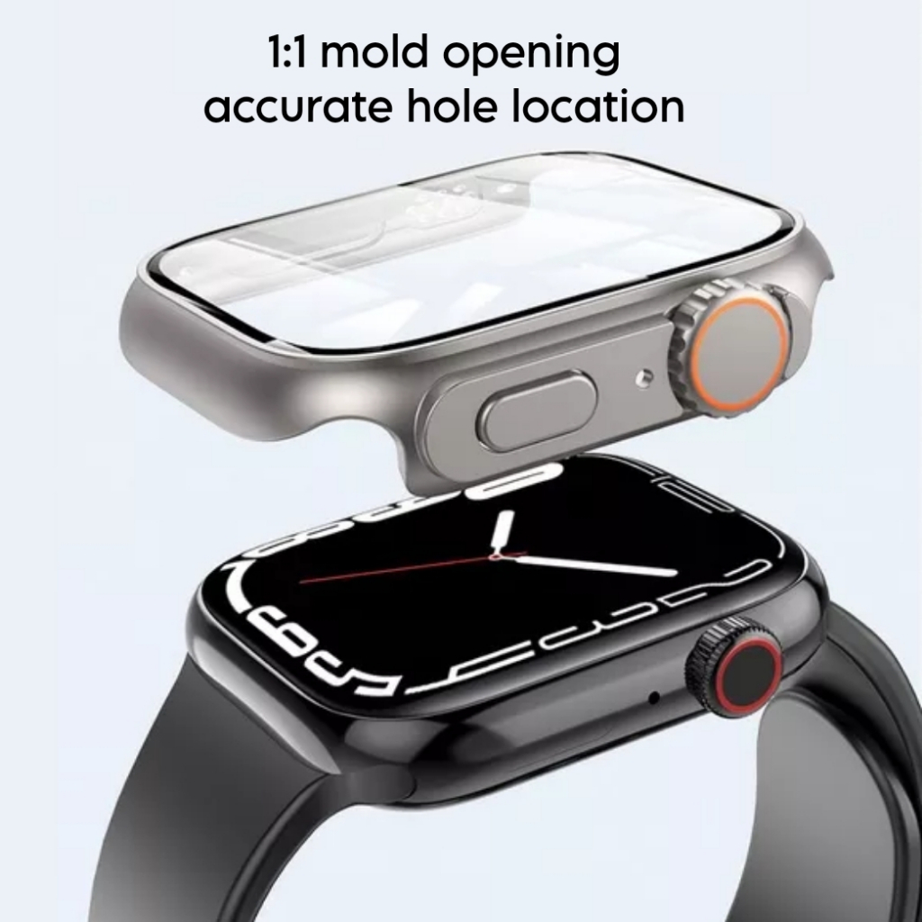 ( FOR IWATCH ) CHANGE TO MODE ULTRA 1:1 GLASS COVER APPLE WATCH - SERIES 4 5 6 7 8 SE | SIZE 40mm 41mm 44mm 45mm | tempered glass pelindung layar case iwatch