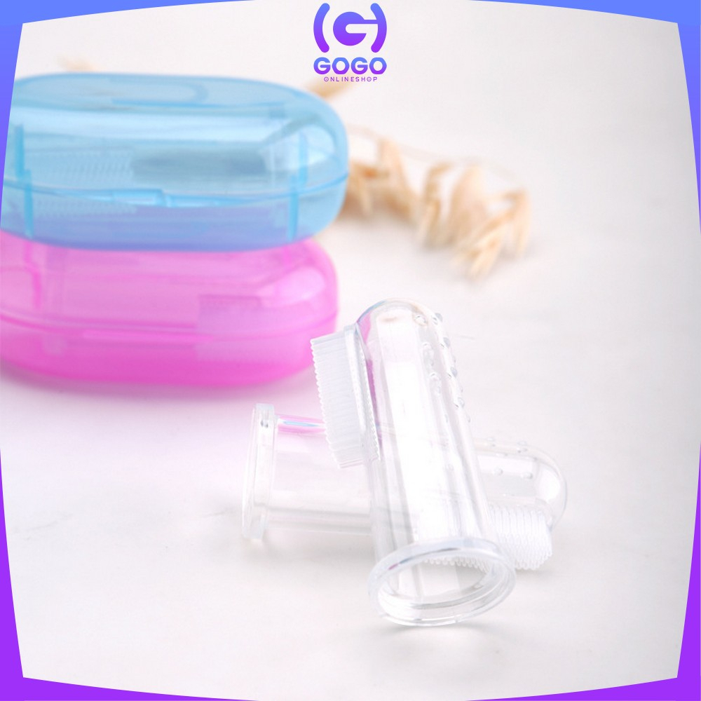 GOGO-C866 Sikat Gigi Bayi Bahan Silikon Baby Finger Toothbrush Lembut Pack Kotak / Sikat Lidah Bayi New Born Pembersih Mulut Bayi