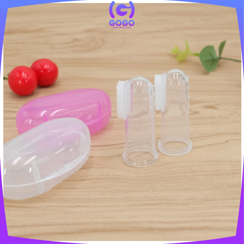 GOGO-C866 Sikat Gigi Bayi Bahan Silikon Baby Finger Toothbrush Lembut Pack Kotak / Sikat Lidah Bayi New Born Pembersih Mulut Bayi