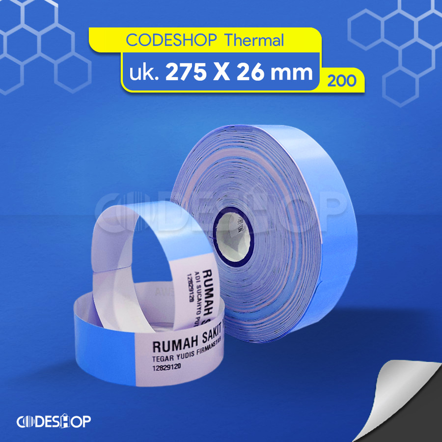 

Label Roll Wristband Thermal 275x26mm / 275 x 26 mm 200 Pcs Biru