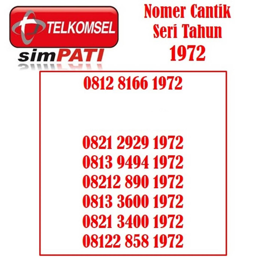 Nomor cantik kartu perdana Telkomsel 4G LTE Simpati seri tahun BEST 1972