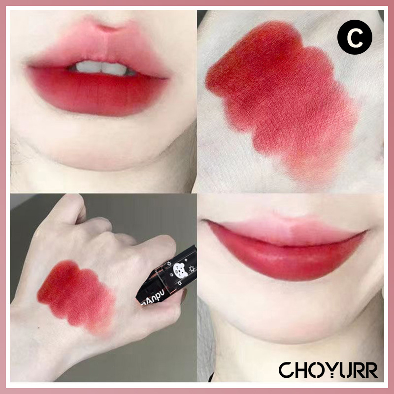 【COD】Daimanpu Lipstik Beruang Hitam Keren Lip Stick 4 Warna Matte Velvet Tahan Lama -CH