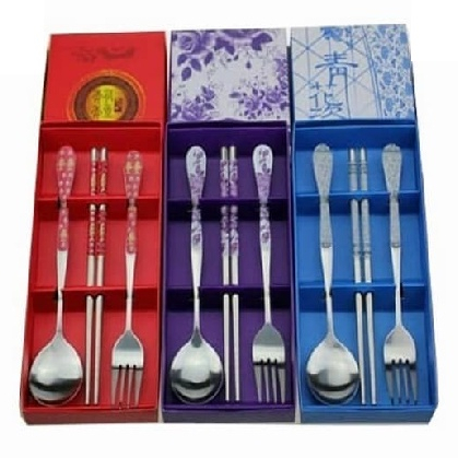 Souvenir Alat Makan Sumpit Garpu Sendok Motif Chinese 3in1