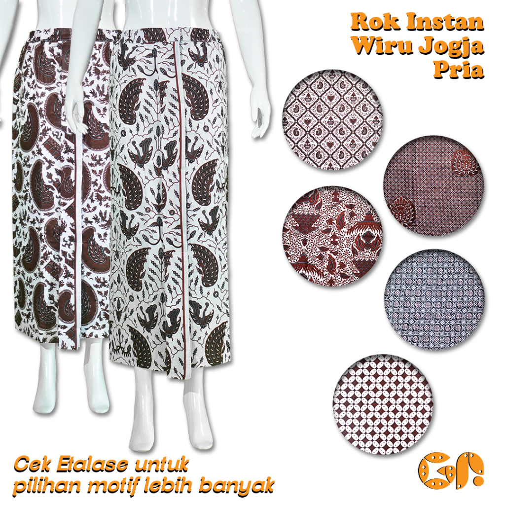 Rok Jarik Wiru Jogja Pria Dewasa Rok Instan Pakaian Adat Jawa Batik Motif Geometri