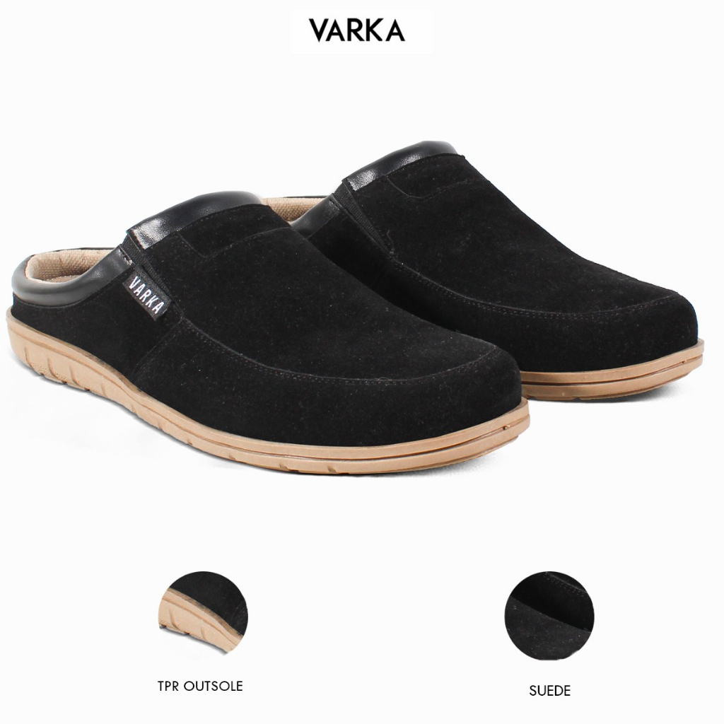 Sendal Bustong Pria Terbaru V 6516 Brand Varka Sepatu Sandal untuk Santai Jalan Jalan Trendi Berkualitas Warna Hitam